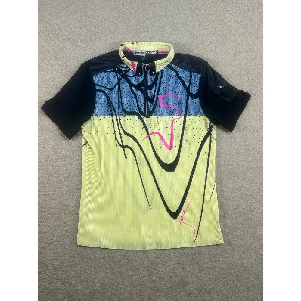 Jamie Sadock Womens Golf Polo Shirt‎ Size M Colorblock Zip Neck Polyester